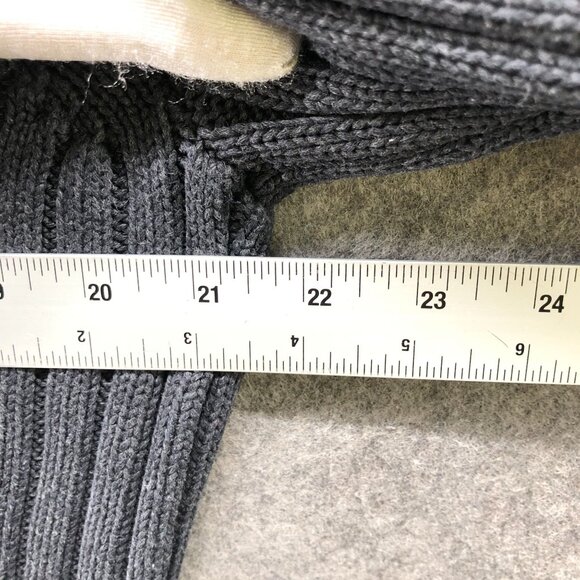 Vintage J. Crew 90s Sweater Mens M Dark Gray Ribbed Cotton Heavyweight 1/4 Zip - Picture 6 of 7